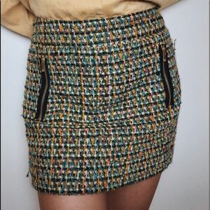 J. crew Multicolor Textured Tweed & Metallic Ribbon Trim Mini Skirt